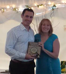 Matt Ciardelli receives 2016 Business Leader of the Year Award from the Souhegan Valley Chamber of Commerce.